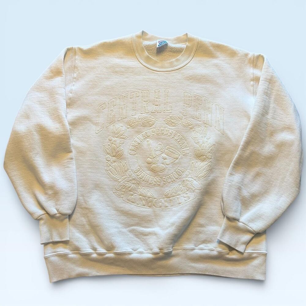 Vintage Central Penn Knights Sweatshirt Mens XL White College JERZEES 90s